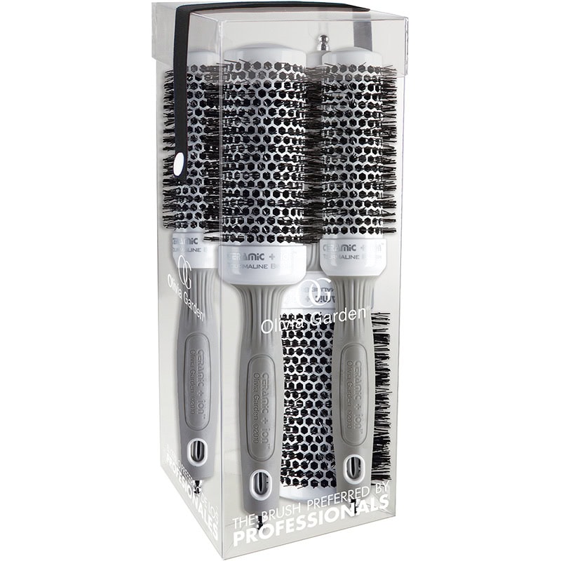 Olivia Garden Ceramic & Ion Thermal Brush Set: 4 Brushes & Clear Box