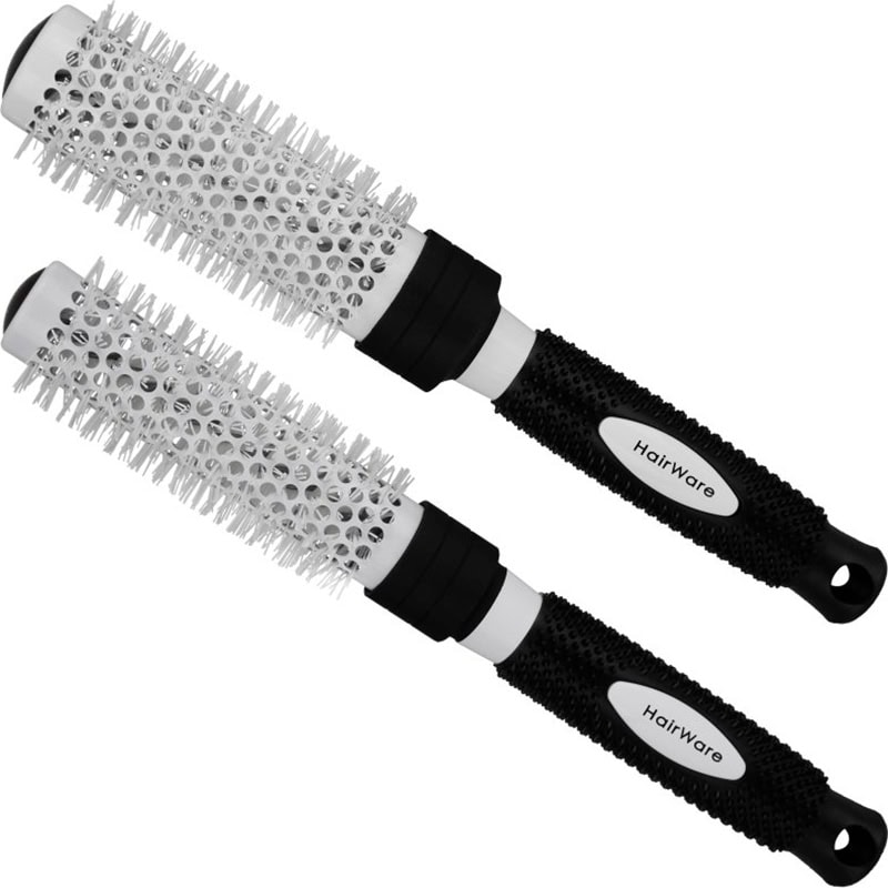 Hairware Ceramic & Ion White & Black Embossed Handle Brush Collection