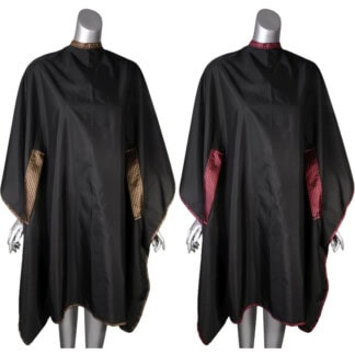 Salon Quality Cape Black with Decorative Arm Holes, Polyester, Studs