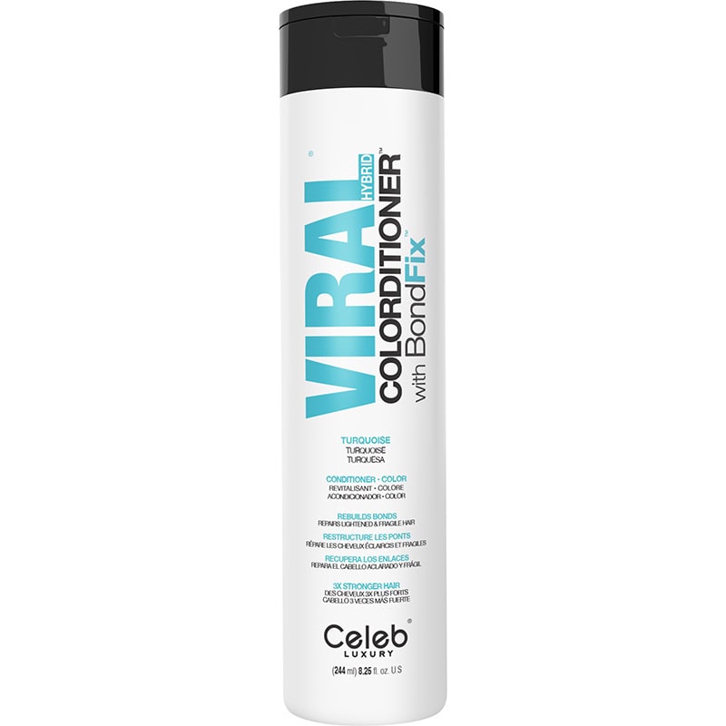 Celeb Luxury Viral Hybrid Toner Colorditioner with BondFix, Turquoise, 244ml