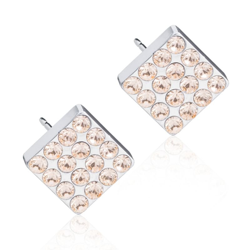 Blomdahl Silver Titanium Earrings - Golden Rose Square