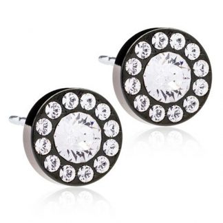 Blomdahl Black Titanium Earrings - Crystal Halo
