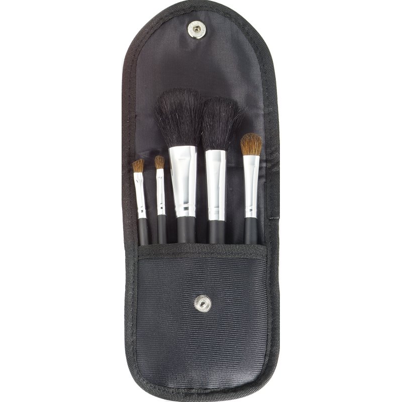 Qosmedix Brush Set 5 Piece In Front Snap Case, Black
