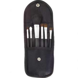 Qosmedix Brush Set 6 Piece In Front Snap Case, Black