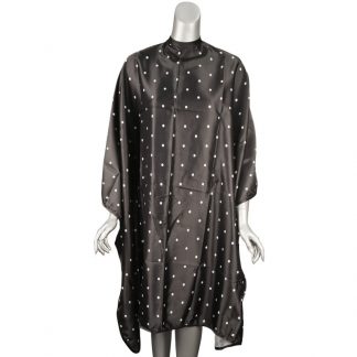 Salon Quality Cape Polka Dots, Bleach-Proof Polyester, Black, Studs