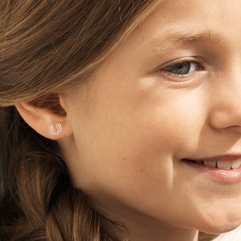 Blomdahl Medical Plastic Earrings - Brilliance Horseshoe - Image 2
