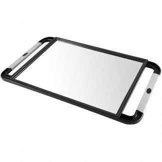 Mirror Rectangular with Rubberised Handle, Black, 24x31cm