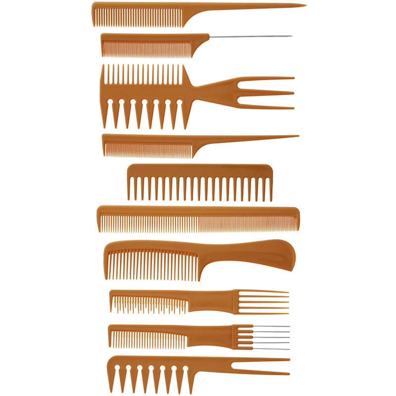 Diane Bone Comb Set with Pouch, 10/Pack