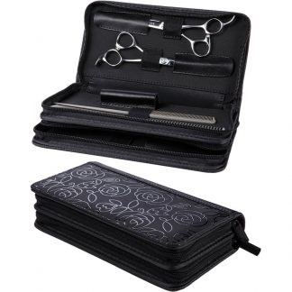 Scissor Bag Embossed with Zip, Large, Black, Empty
