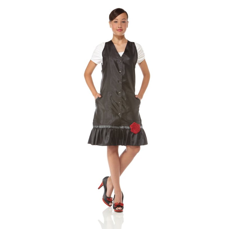 Olivia Garden Boutique All Purpose Vest, Black with Flower, Snap Buttons