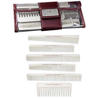 Olivia Garden CarboSilk Heat-Resistant Comb Set with Pouch, White, 6/Pack