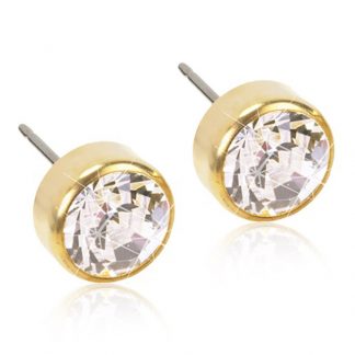 Blomdahl Gold Titanium Earrings - Cubic Zirconia, Swarovski Bezel Crystal