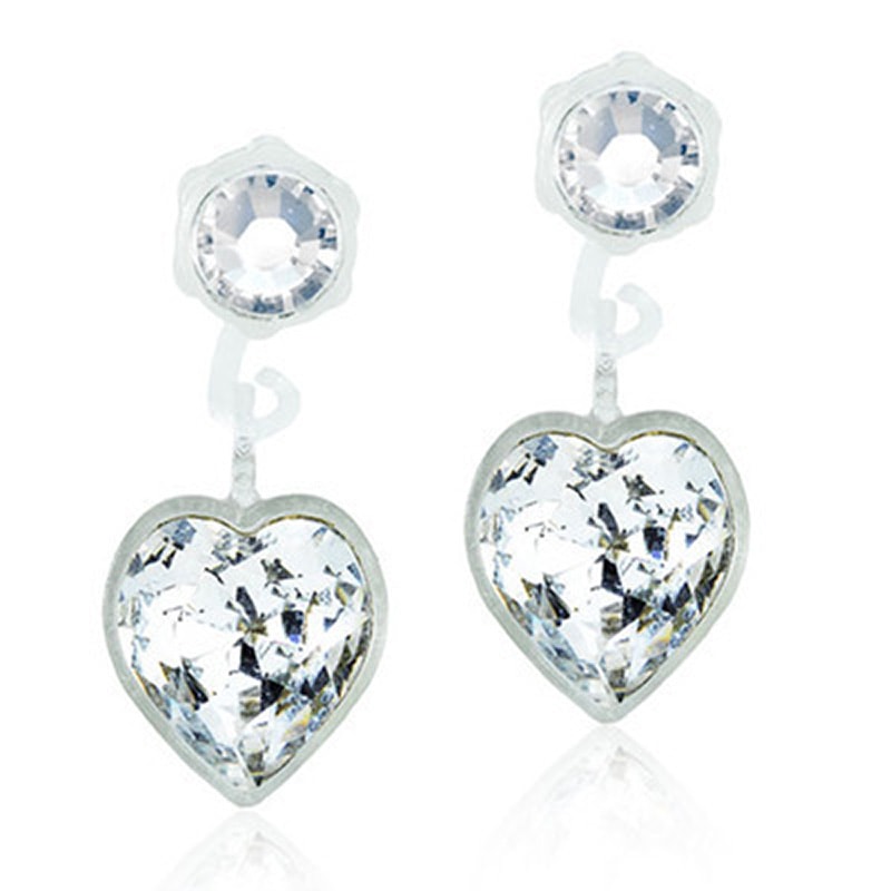 Blomdahl Medical Plastic Earrings - Pendant Heart Crystal