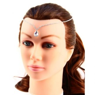 Bridal Hair & Forehead Diamante Pendant Ornament with Chain Band