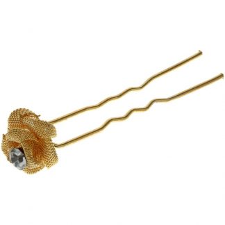 Bridal Hair Pins Ornament, Gold Net Flower Pins, 5/Pack