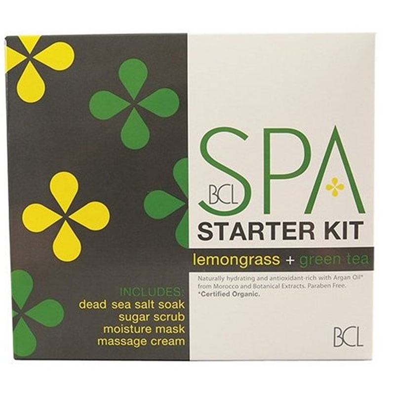 BCL Spa Lemongrass & Green Tea 4 Step Home Spa Starter Kit for Hands, Feet & Body, 4 Pieces
