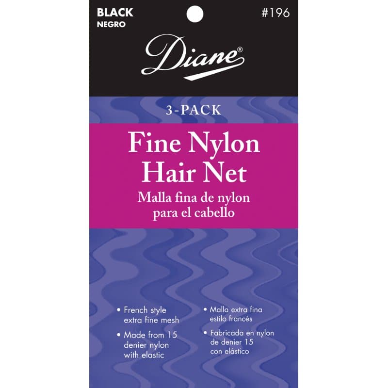 Diane Fine Nylon Hair Nets, Black, 3/Pack