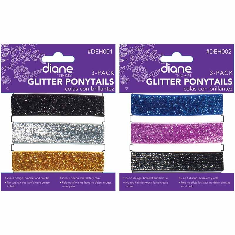 Diane Glitter Ponytails, 3/Pack
