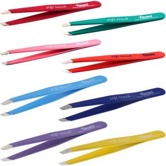 Focus Rubberized Anti-Slide Coloured Slant Tweezer