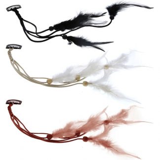 Leather Clip-On Synthetic Hair Extension Feathers