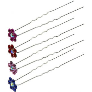 Bridal Hair Pins Ornament, Flower & Diamante Pins, 20/Tub