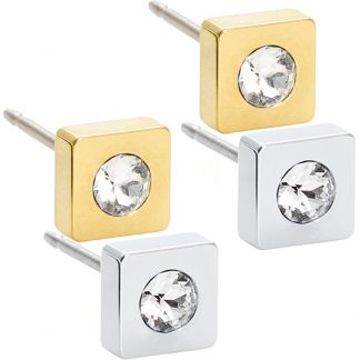 Blomdahl Titanium Earrings - Petite Square Crystal