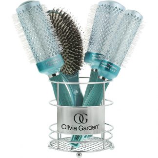 Olivia Garden NanoThermic Ceramic + Ion Oasis Brush Display: 4 Brushes & Basket