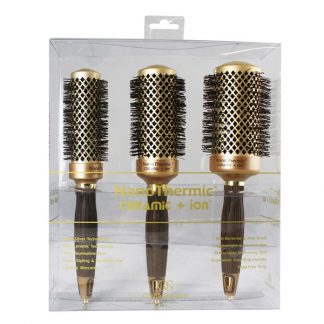 Olivia Garden NanoThermic Ceramic + Ion Brush Set: 3 Brushes & Clear Box