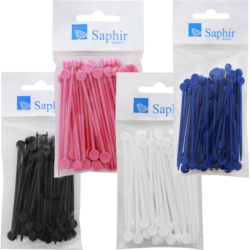 Saphir Unbreakable Pins, Assorted Colours, 80mm, 50/Pack