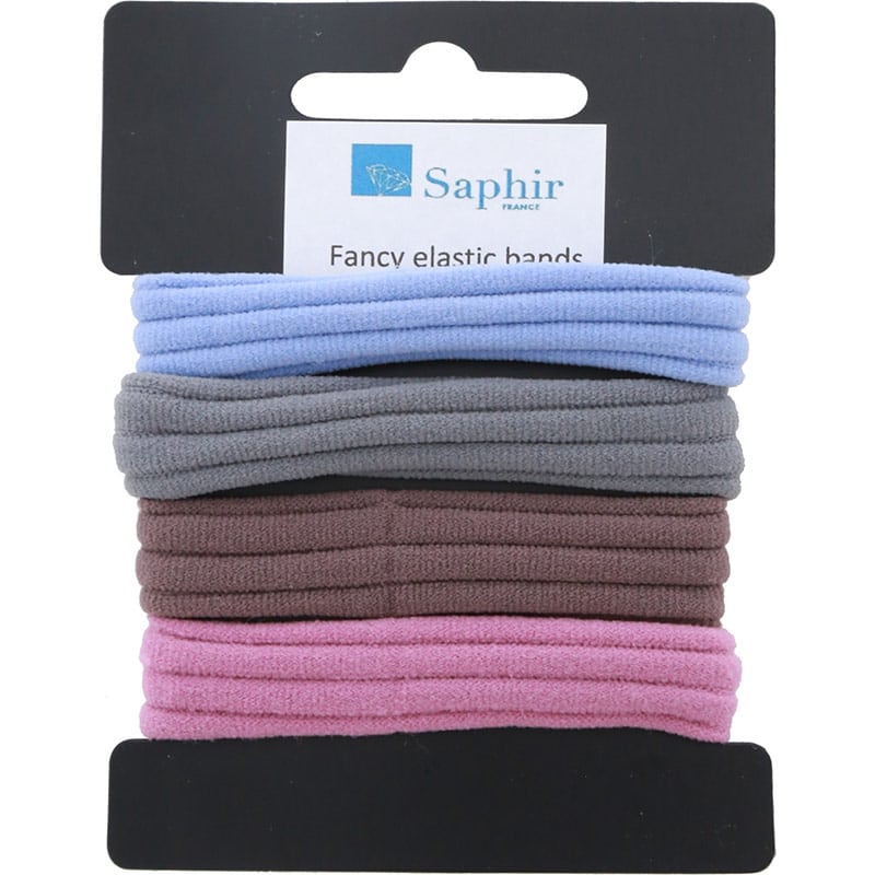 Saphir Large Assorted Pastel Hairbands, 4/Pack