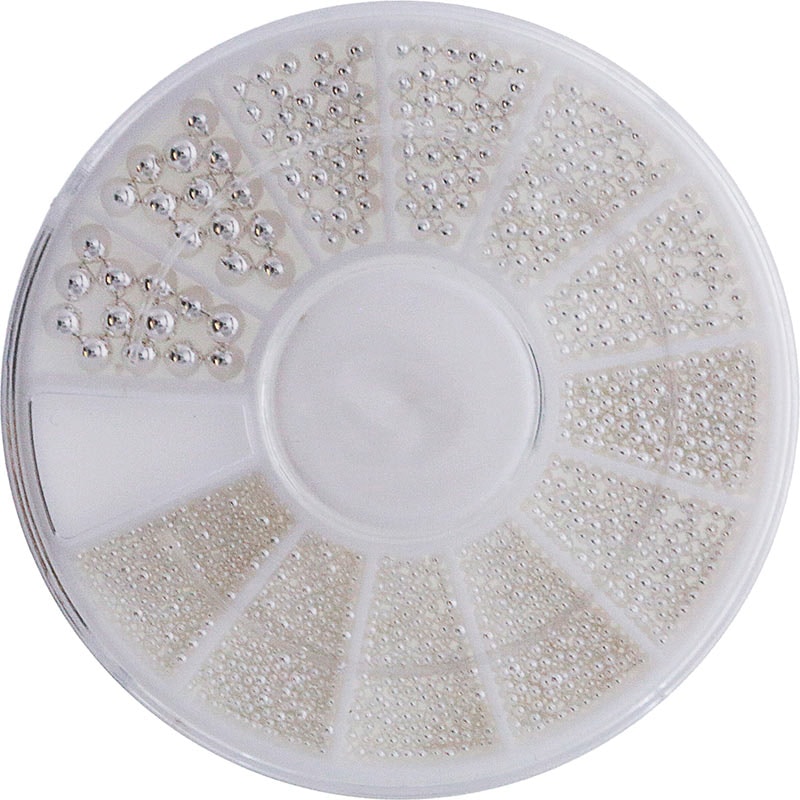 Nail Art Decorations - Silver Bead Pearls, 6 Sizes
