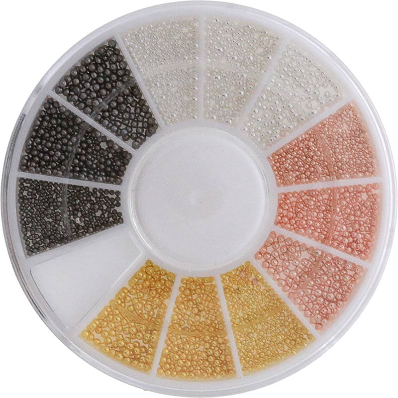 Nail Art Decorations - Rose, Gold, Silver & Black Bead Pearls, 3 Sizes
