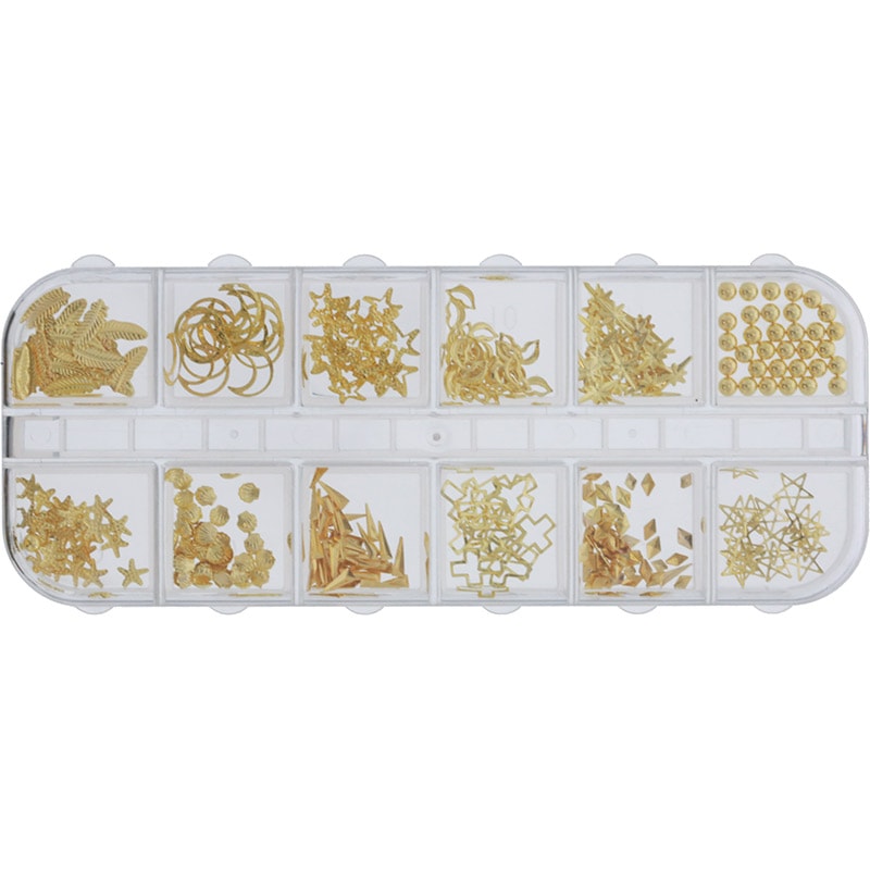 Nail Art Alloy Decorations - Assorted Gold Shapes, 240/Pack