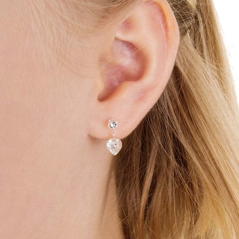 Blomdahl Medical Plastic Earrings - Pendant Heart Crystal - Image 2