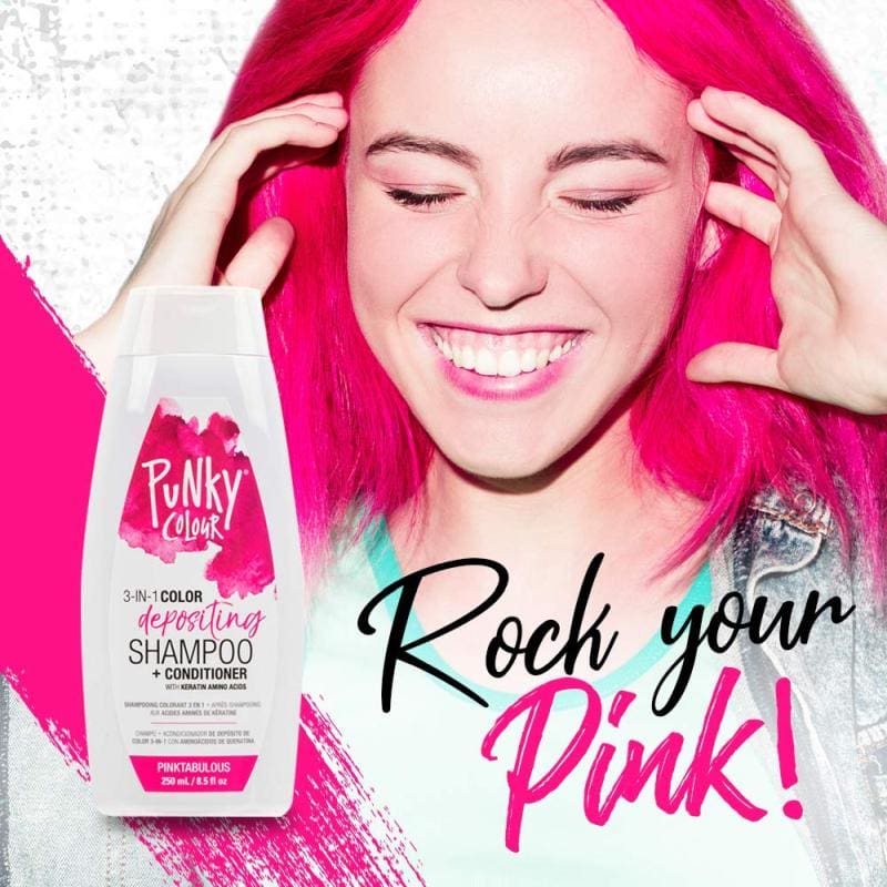 Punky Colour 3-in-1 Color Depositing Shampoo + Conditioner, Pinktabulous, 250ml - Image 2