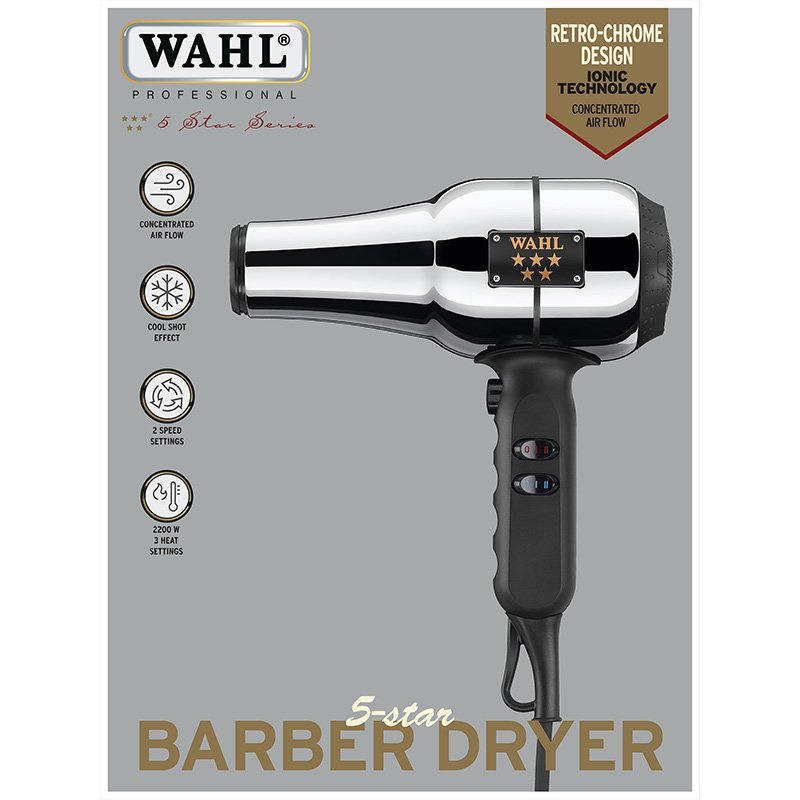Wahl 5 Star Barber Hair Dryer Chrome 2200 Watt - Image 2