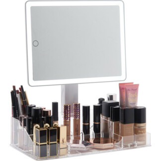 LED Light Touch Sensor Make-Up Mirror with Cosmetics Organiser, Empty