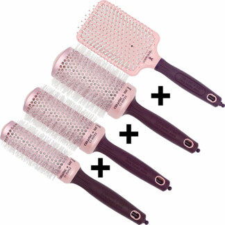 Olivia Garden Ceramic + Ion Thermal Breast Cancer Awareness 2022 Brush Set: 4 Brushes