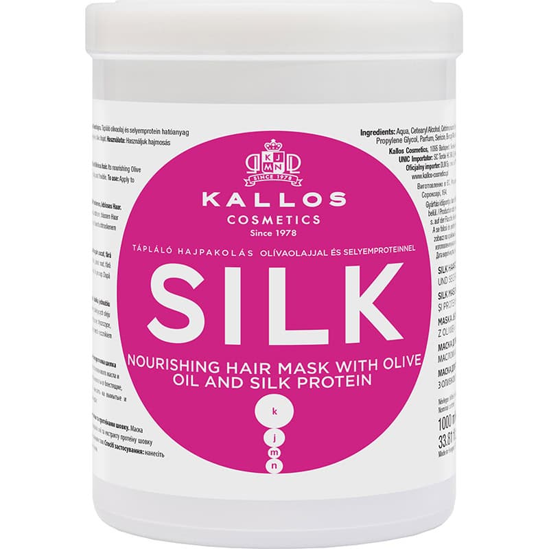 Kallos Silk Nourishing Hair Mask with Olive Oil & Silk Protein, 1 Litre