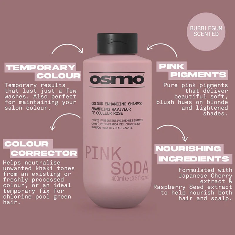 OSMO Pink Soda Colour Enhancing Banded Pack Duo Shampoo & Mask (2 x 1 Litre) - Image 3