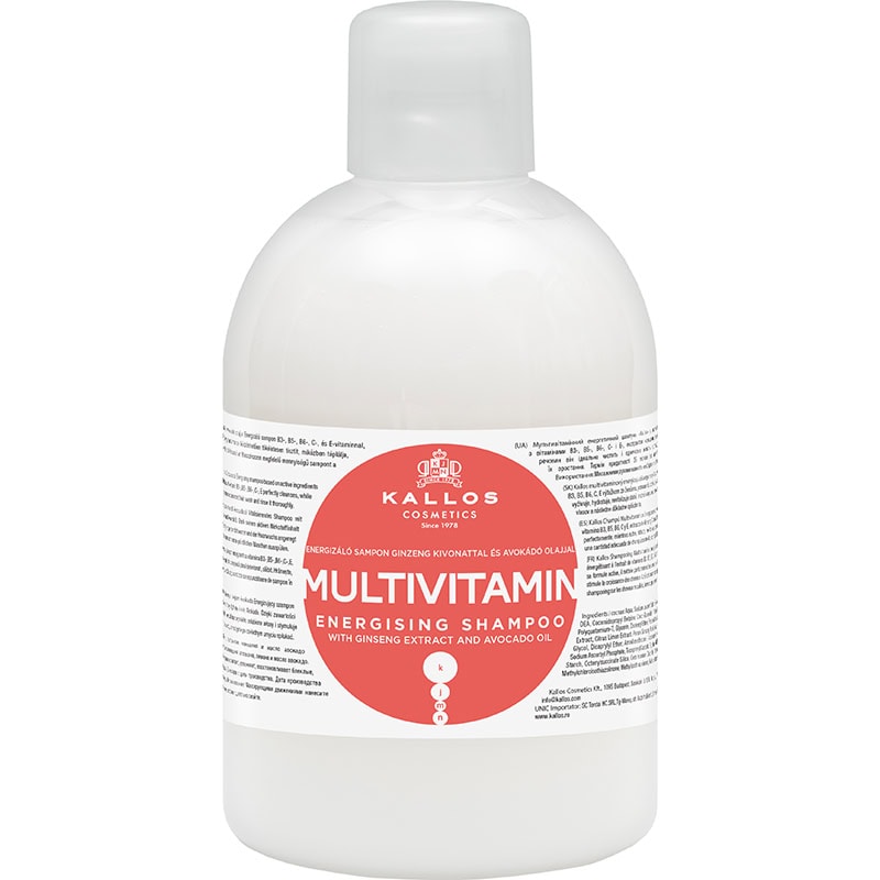Kallos Multivitamin Energising Shampoo with Ginseng Extract & Avocado Oil, 1 Litre